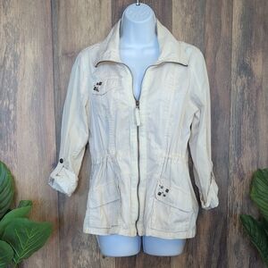 Vanity Women's White Full Zip Utility Jacket M             C506